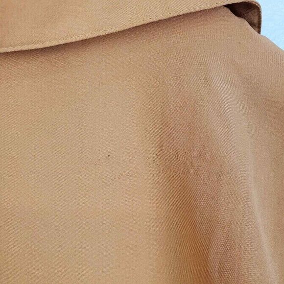 70s womens burnt orange pleat front top career button up blouse L - Picture 8 of 9